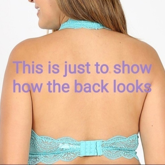 Plus Size Scalloped Lace Halter Bra ARMY GREEN NWT - Picture 2 of 3